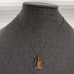 Vintage Signed LDS Saint Prayer Gold Tone Chain Mormon Pendant Necklace 18"